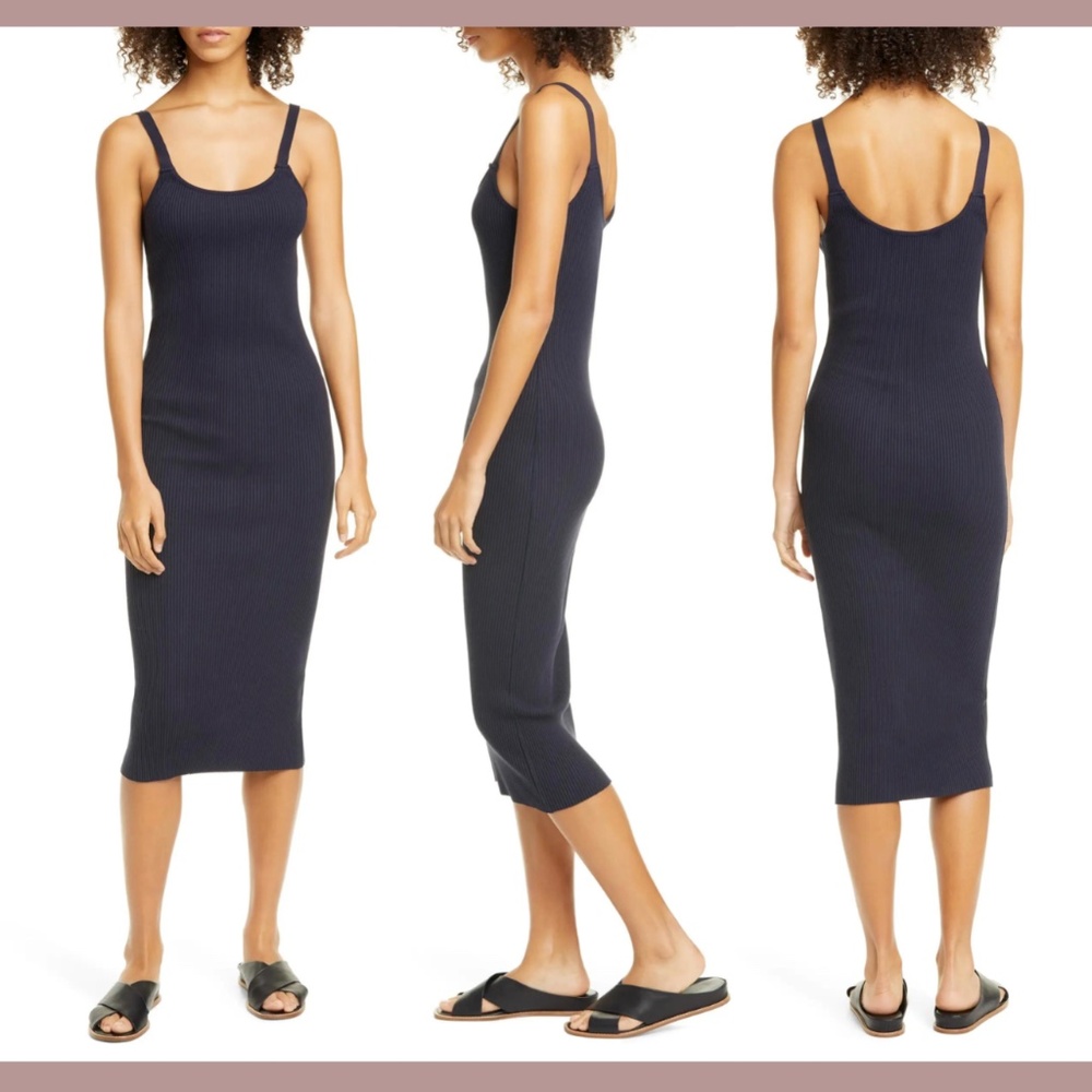 NWT $195 Vince [‎ XL ] Rib Camisole Bodycon Midi Dress in Costal Blue